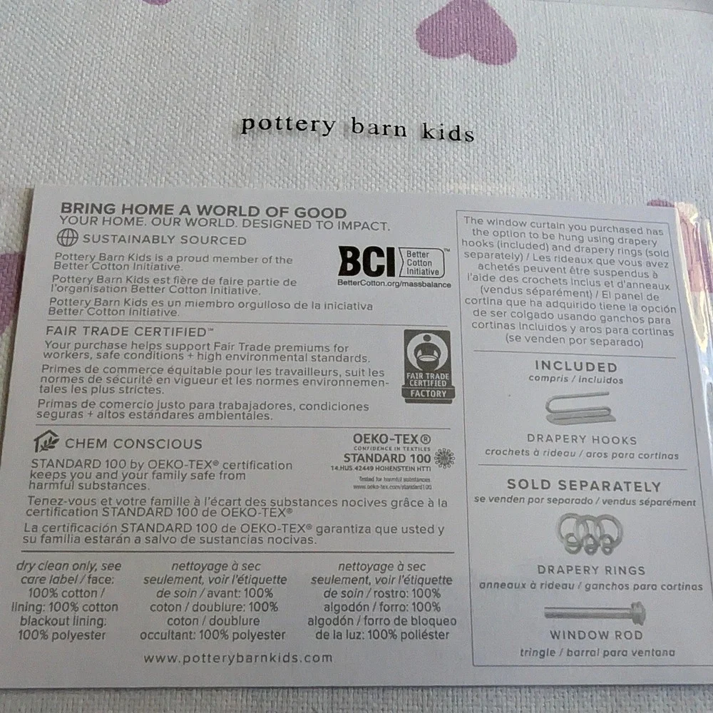 Pottery Barn Kids Printed Hearts‎ Blackout Curtain 96